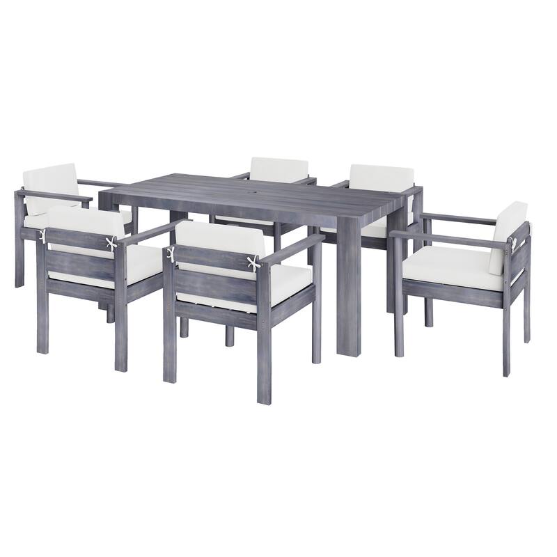 7-Piece Patio Dining Table Set for 6,Outdoor Furniture Sets with 72.8"Rectangle Table,Patio Table and Chairs Set