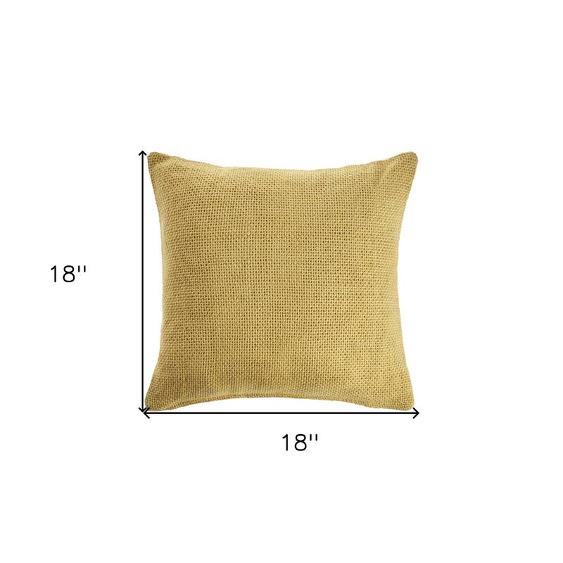 HomeRoots 18" X 18" Yellow 100% Cotton Zippered Pillow