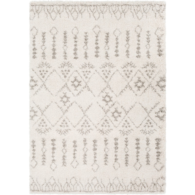 Rory Ivory Boho Shag Area Rug - 5'3" x 7'3"