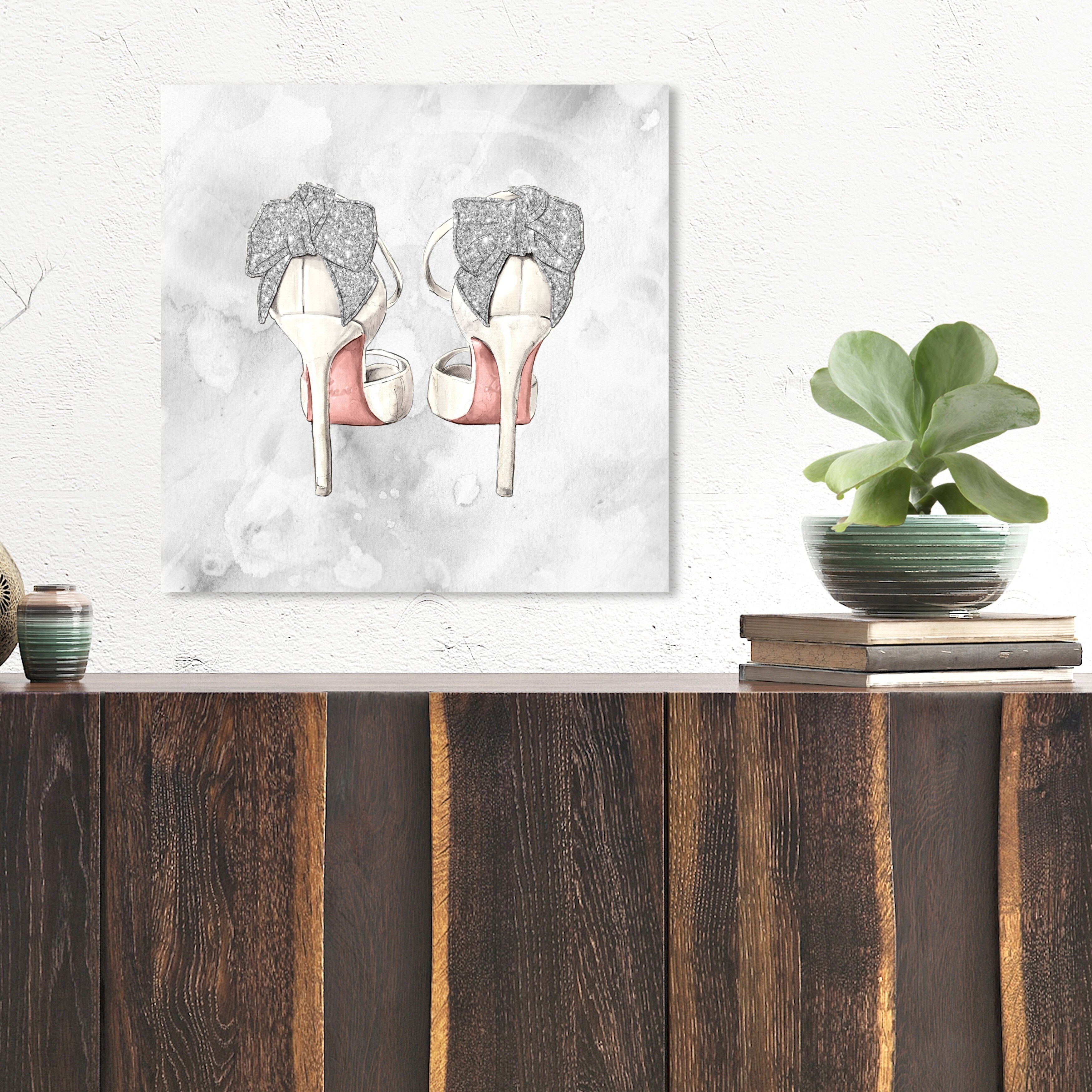 Oliver Gal 'Classic Pink Shoes Stitched Art' Fashion and Glam Wall