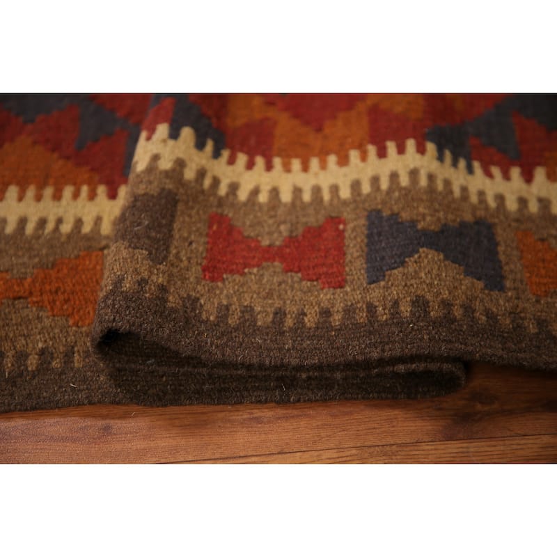 Reversible Red Kilim Oriental Area Rug Flat-weave Tribal Wool Carpet - 3'3" x 5'2"
