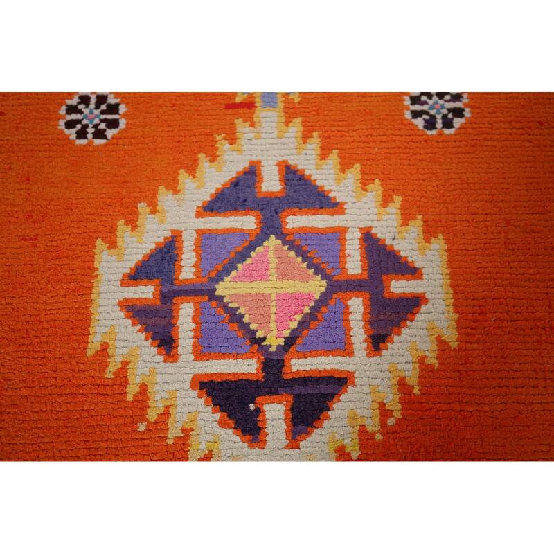 Orange Anatolian Turkish Vintage Runner Rug Handmade Silk Carpet - 2'10"x 13'0"