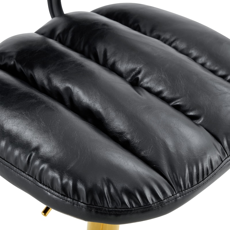 Adjustable Height Swivel Bar Stools Set of 2, PU Leather Upholstered Bar Stools, Dining Chairs with Metal Base & Footrest