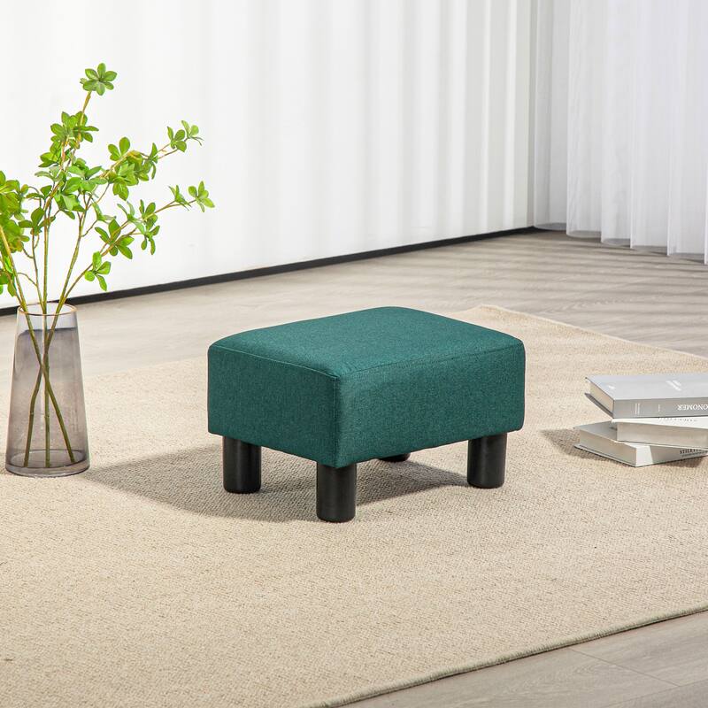 16" Cube Modern Linen Footrest Ottoman