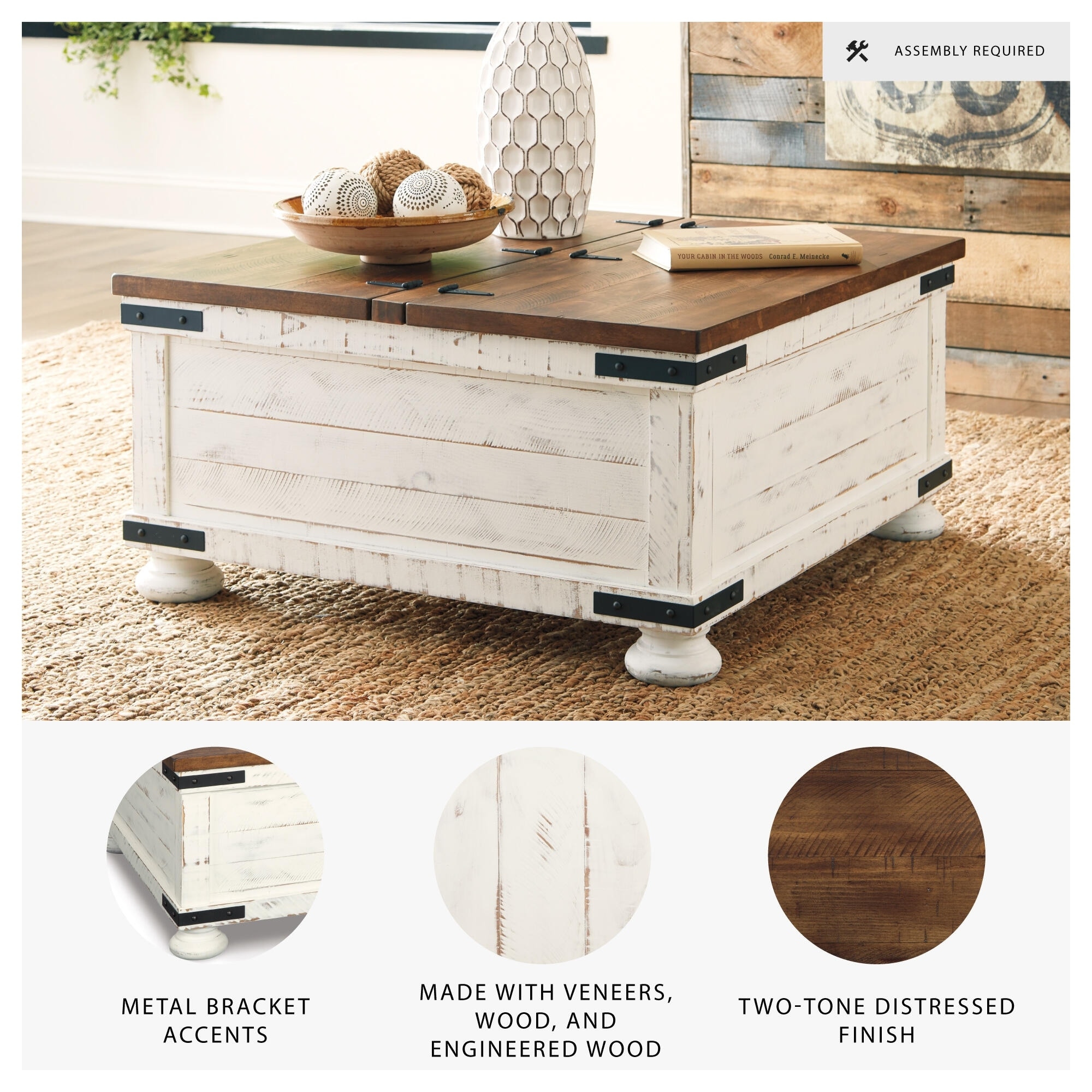 Signature Design by Ashley Wystfield Antiqued Ivory and Brown Pine