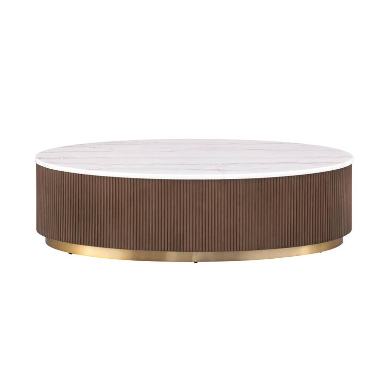 Furniture of America Torin Modern Genuine Marble Top Oval Coffee Table