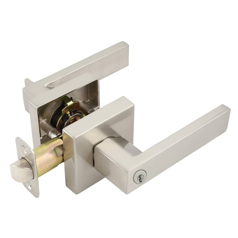 Design House 581124 Karsen Modern 2-Way Adjustable Keyed Entry Lever Satin Nickel