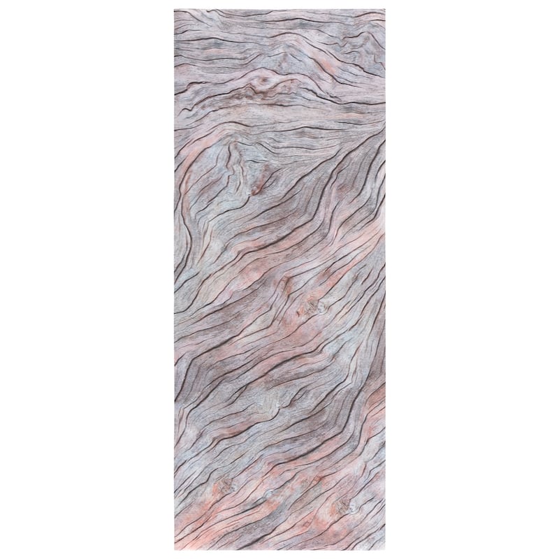 SAFAVIEH Vinyl Floor Myrtille Durable Floor Mat Rug - 2'6" x 6'7" - Grey/Rust