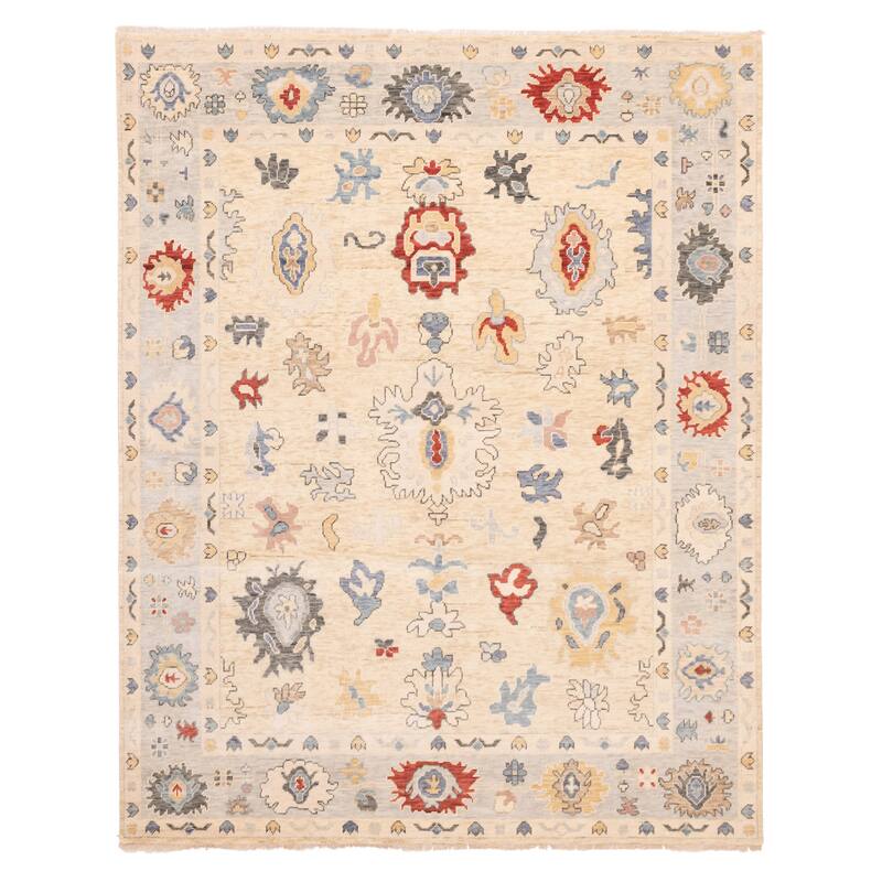 ECARPETGALLERY Hand-knotted Modern Oushak Ivory Wool Rug - 8'1 x 9'11