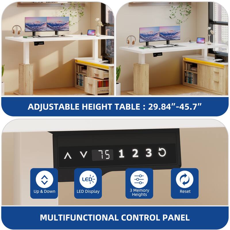 Moasis L-Shaped Electric Standing Desk with LED Lights