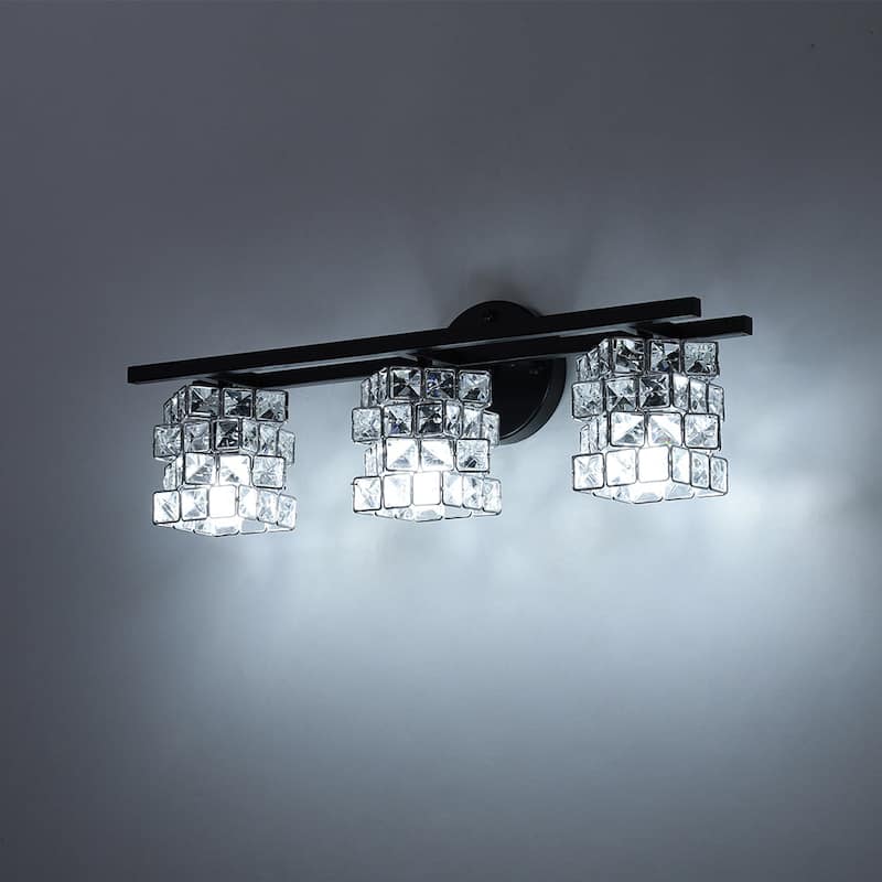 Mosaic Crystal Cube Shade Linear Bathroom Vanity Light