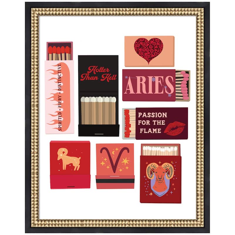 Kate and Laurel Aries Matchbooks 14x18 FC by Megan Ryan Framed Wall Art Print - 16x20