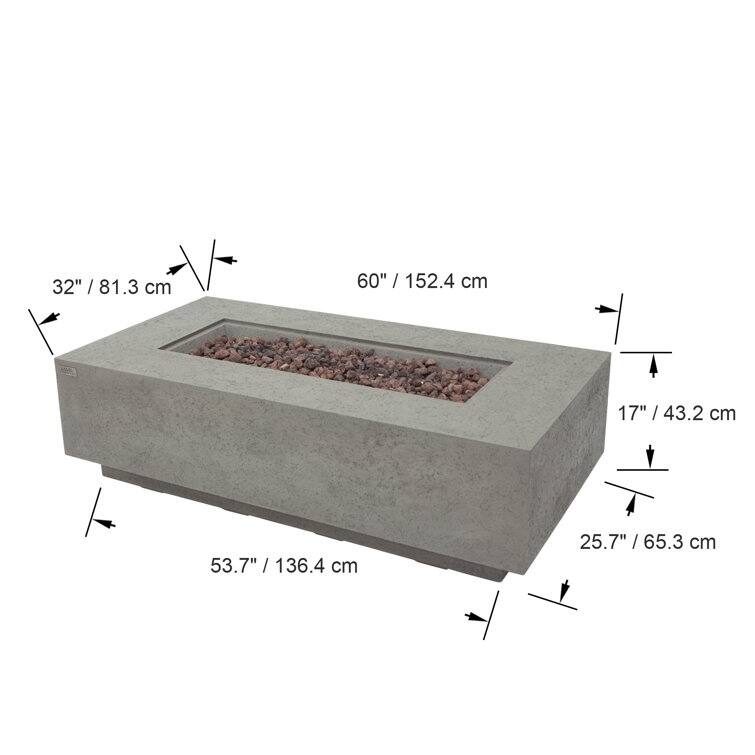 AMS Fireplace Madison Travertine Fire Pit Bundle - 60" x 32" x 17"