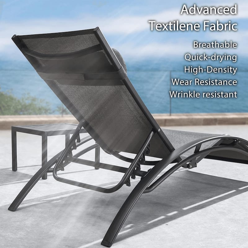 PURPLE LEAF Patio Chaise Lounge Set Outdoor Beach Pool Sunbathing Lawn Outside Chairs with Side Table Included