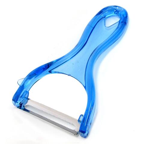 Home Kitchen Metal Cutterd Potato Fruit Vegetable Paring Peeler Clear Blue 4.9" - Clear Blue
