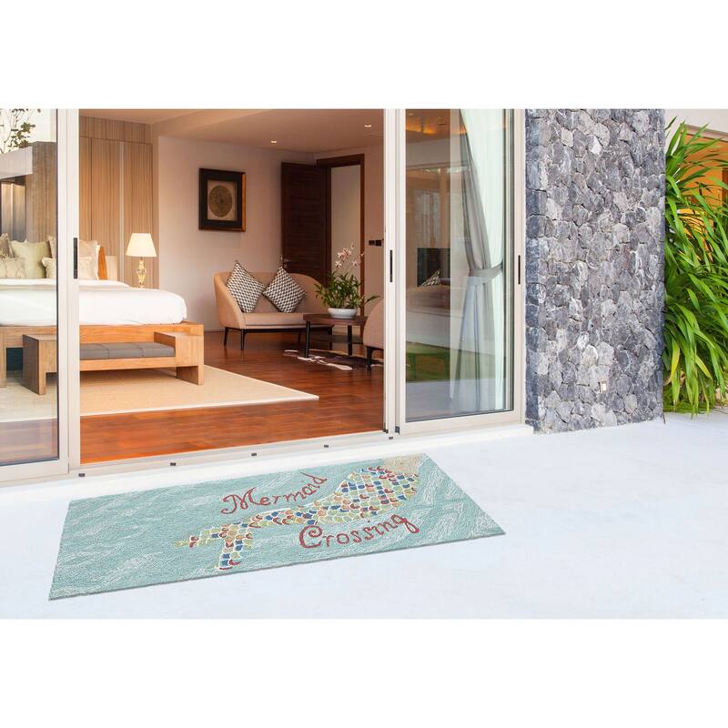 Liora Manne Frontporch Mermaid Crossing Indoor/Outdoor Rug - 2' x 5'