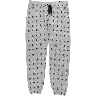 P.J. Salvage Womens Skull Crossbones Pajama Jogger Pants, Grey, Medium