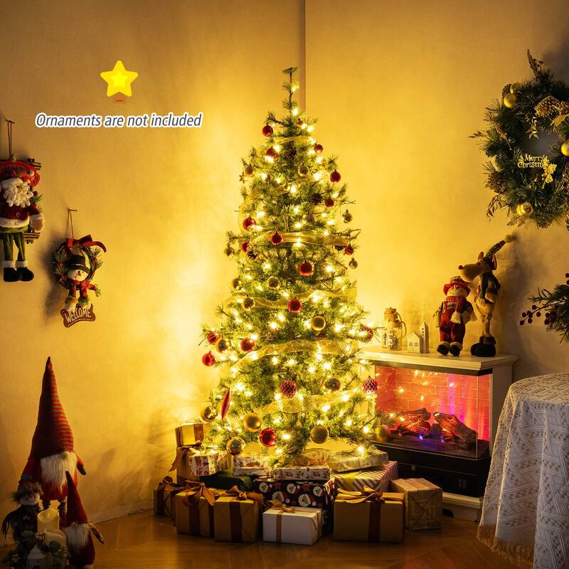 Costway 6/7/8 FT Artificial Christmas Tree with 370/502/702 Branch & - See Details - Green