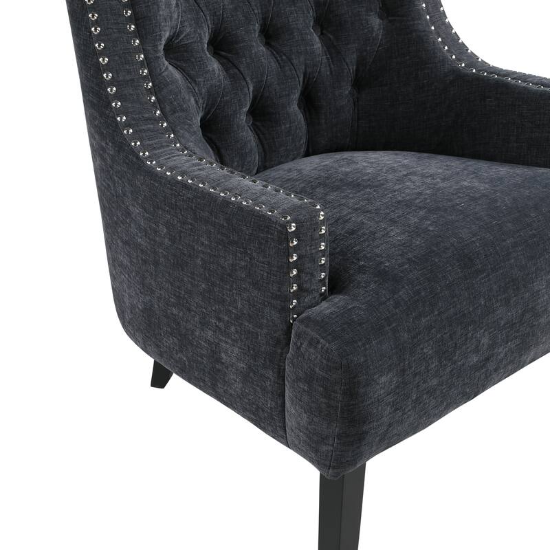 Modern Traditional Chenille Accent Chair with Elegant Nailhead Trim