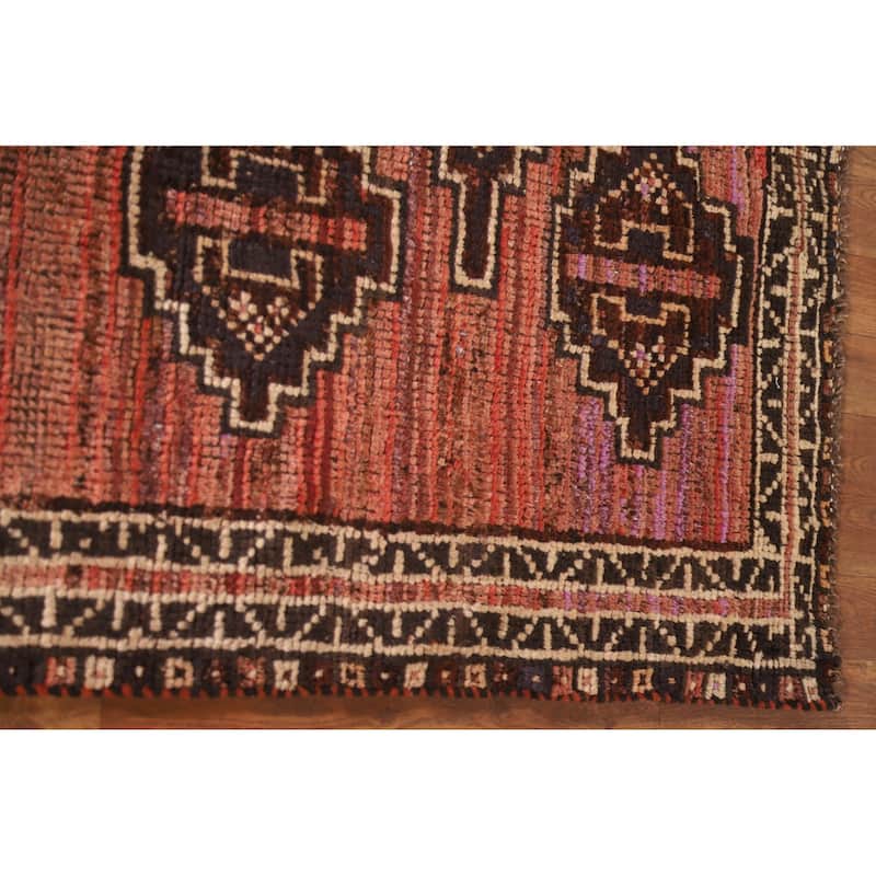 Tribal Geometric Qashqai Persian Antique Rug Hand-knotted Wool Carpet - 4'9"x 6'11"