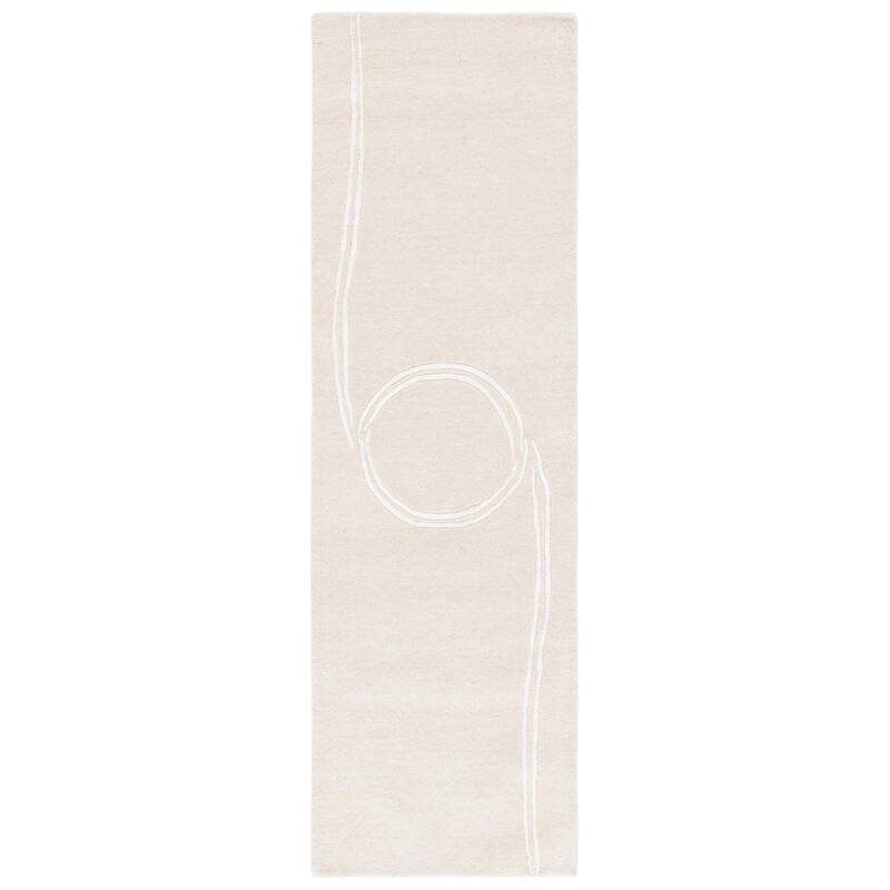SAFAVIEH Handmade Soho Violeta Modern Wool Rug - 2'3" x 8' Runner - Beige/Ivory