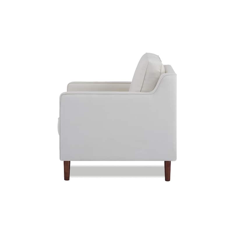 Artdeco Home - Sedona Modern Accent Chair, Faux Linen / Vegan Leather Armchair