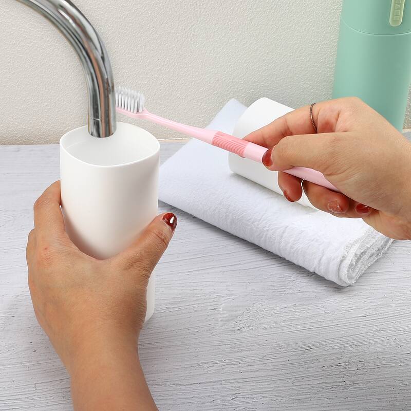 2pcs Toothbrush Travel Case Lightweight for Travel 7.68"x2.36" - White, Pink