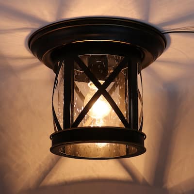 1 Light Outdoor Ceiling Mounted Light in Imperial Black
