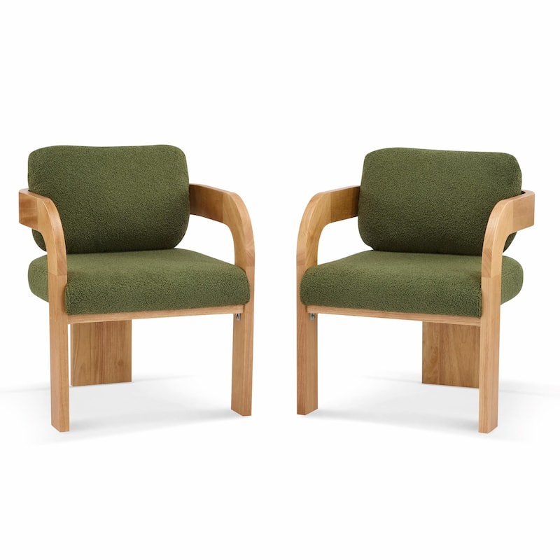 2-Pack Dining Chairs - Fabric with Pillow Back, Solid Wood Frame