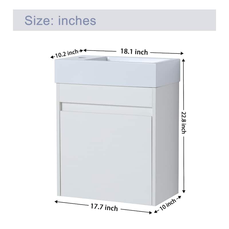 18 Inch Single Sink Bathroom Vanity with Soft Close Door, 18x10
