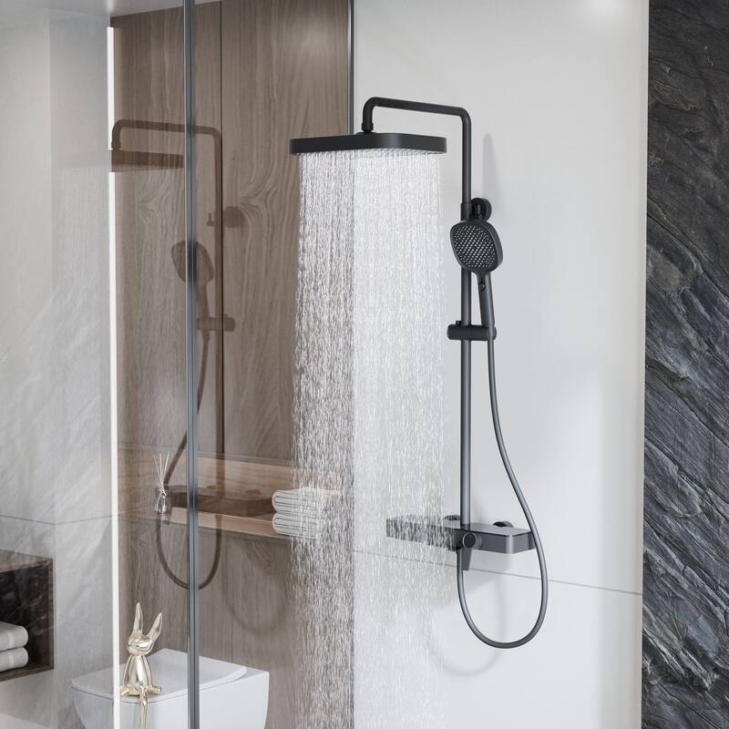 Modland Wall Mount 3-Function Shower System with Waterfall Tub Spout Adjustable Slide Bar,Handheld Shower