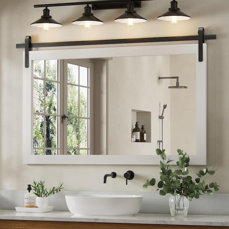 Rural Style Wall Mirrors Farmhouse Bathroom Mirrors Barn Mirror Vanity Mirror with Wood Framed(1 Piece)