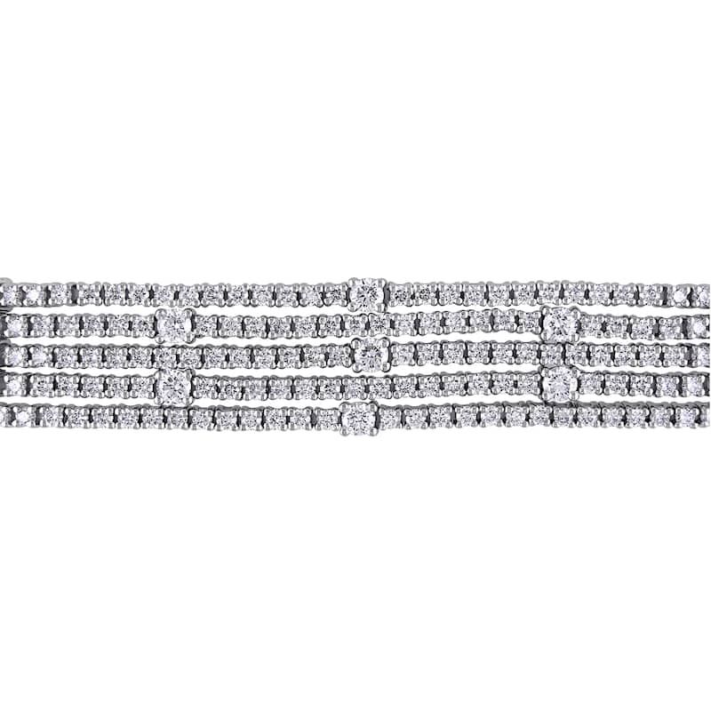 Miadora 7 7/8ct TW 5-Strand Diamond Tennis Bracelet in 18k White Gold