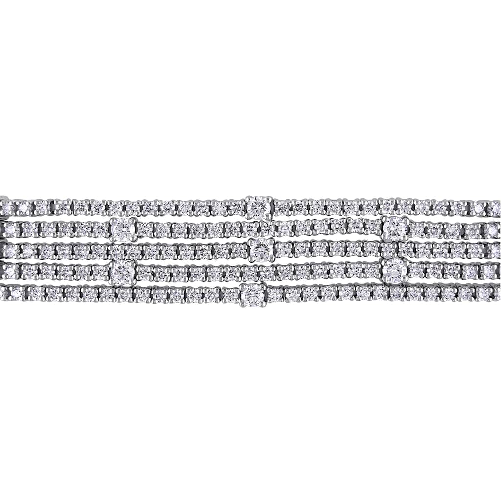 Miadora 7 7/8ct TW 5-Strand Diamond Tennis Bracelet in 18k White Gold