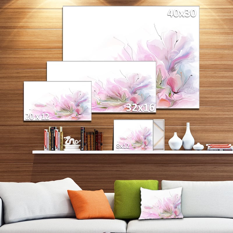 Designart - Lovely Pink Flowers - Floral Contemporary Canvas Art Print