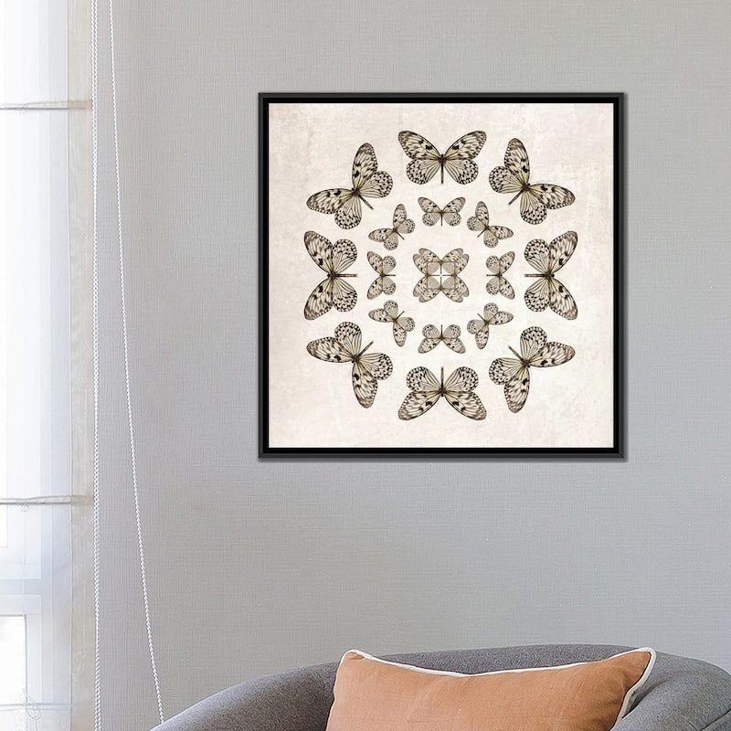iCanvas "Rice Paper Butterfly Circles" by Alyson Fennell Framed Canvas Print