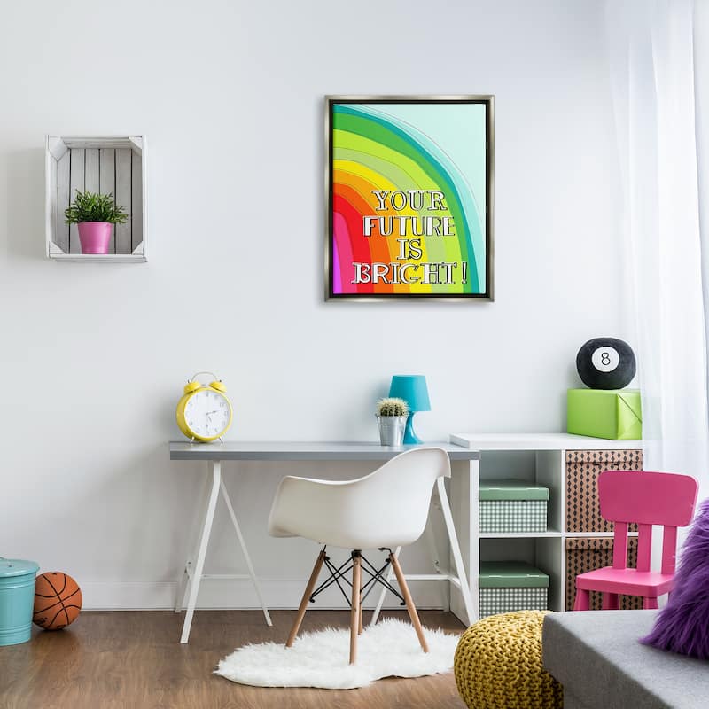 Stupell Future Is Bright Phrase Framed Floater Canvas Wall Art Design by Pragya Kothari
