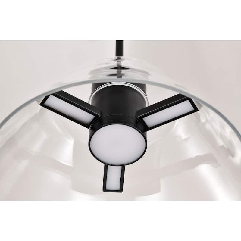 Edmond 14 Inch LED Pendant Matte Black with Clear Glass - Matte Black