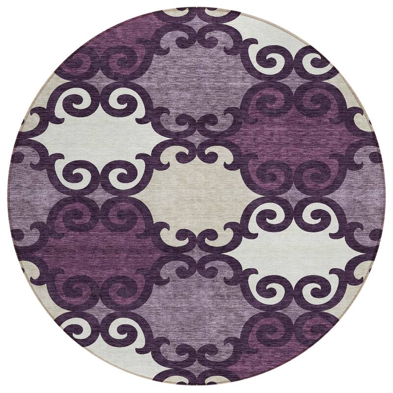 Machine Washable Indoor/ Outdoor Chantille Traditional Scroll Rug