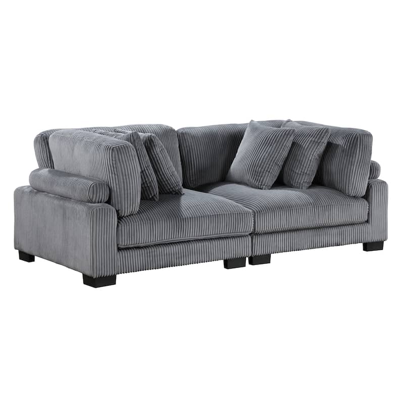 Braidy Corduroy Upholstered Living Room Loveseat - Grey