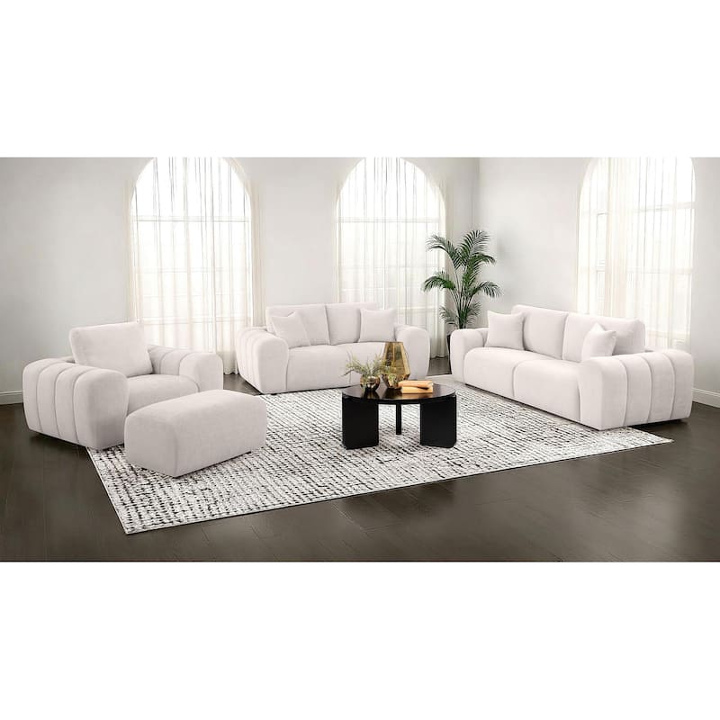 Burnett Chenille Upholstered Sofa Set - Ivory - 4 Piece