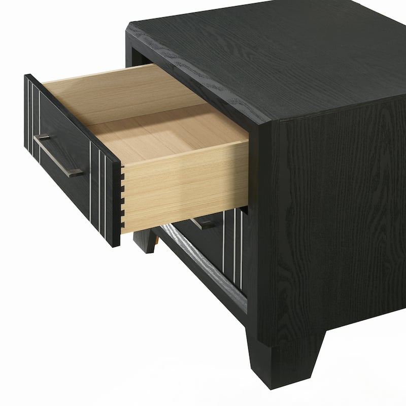 1pc Two-Drawers Nightstand Bed Side Cabinet Charcoal