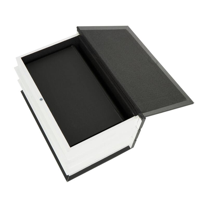 White or Black Canvas Faux Storage Book Box with Gold or White Enjoy, Every, Moment Text (Set of 2)