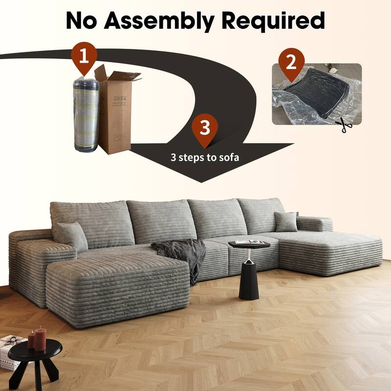 135-in Casual Gray 4 -seater Right Reclining Sectional - 8' x 10'