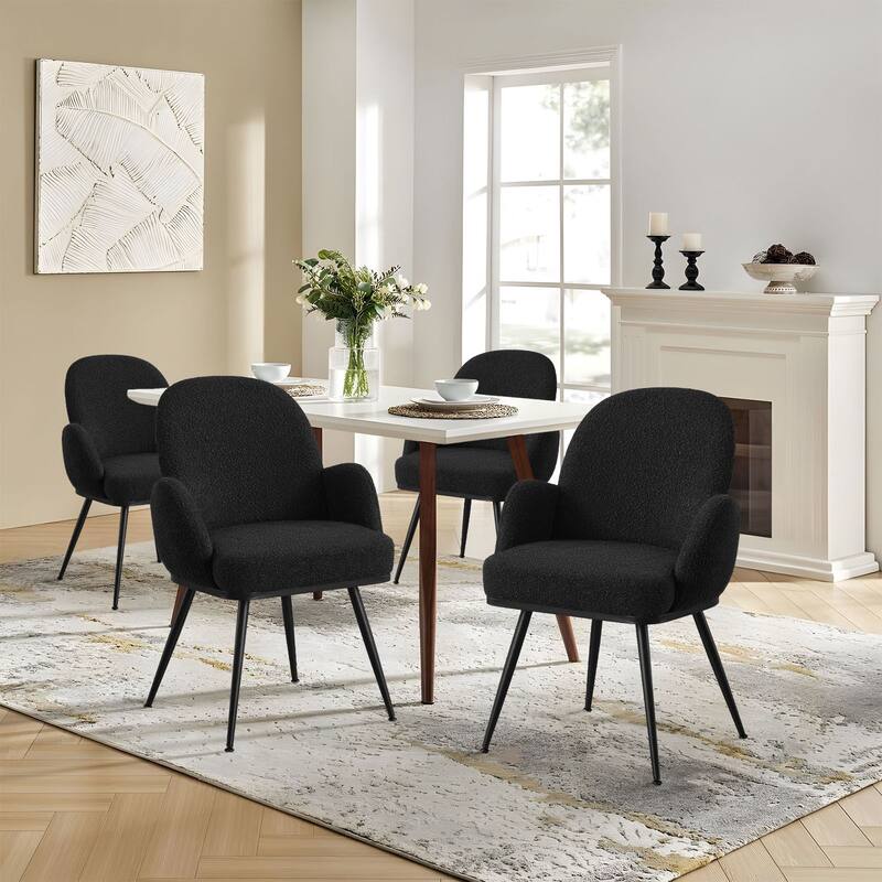 Fabric Upholstered Dining Chairs Set of 2/4 with Arms - 34.8"H x 23.2"W x 22.8"D