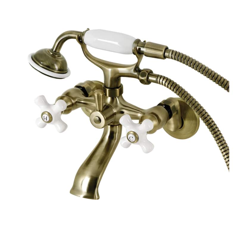 Kingston Brass KS265PX Kingston Wall Mounted 7-5/16" Tub Filler with - Antique Brass
