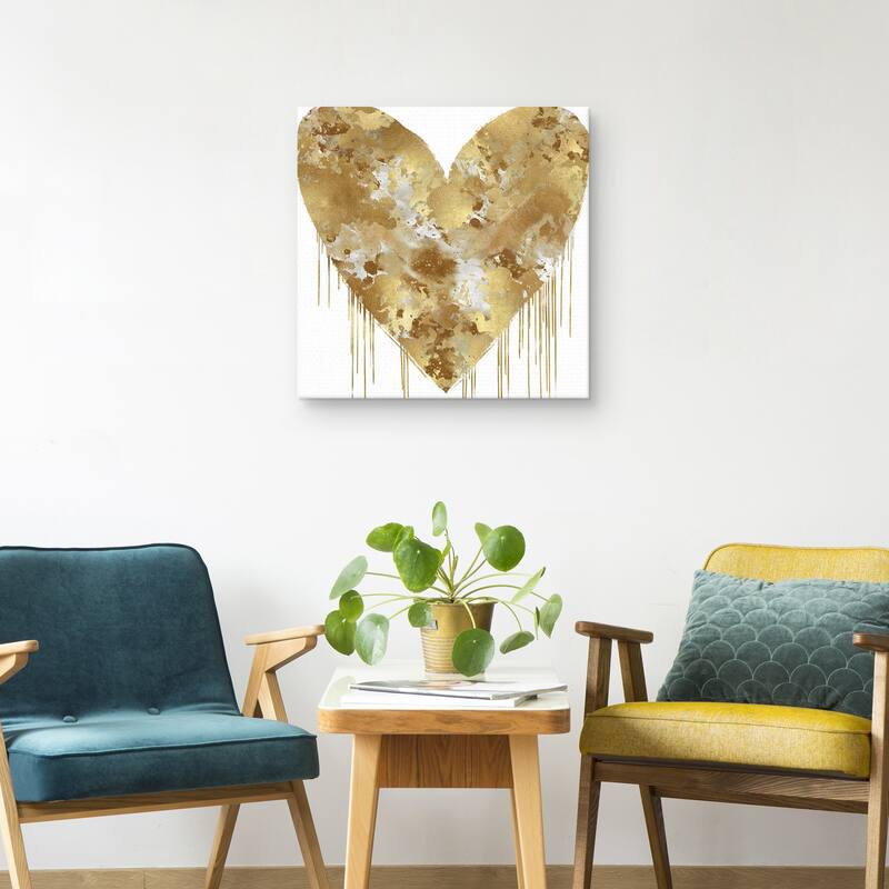 Big Hearted Gold and White by Lindsay Rodgers Canvas Art Print