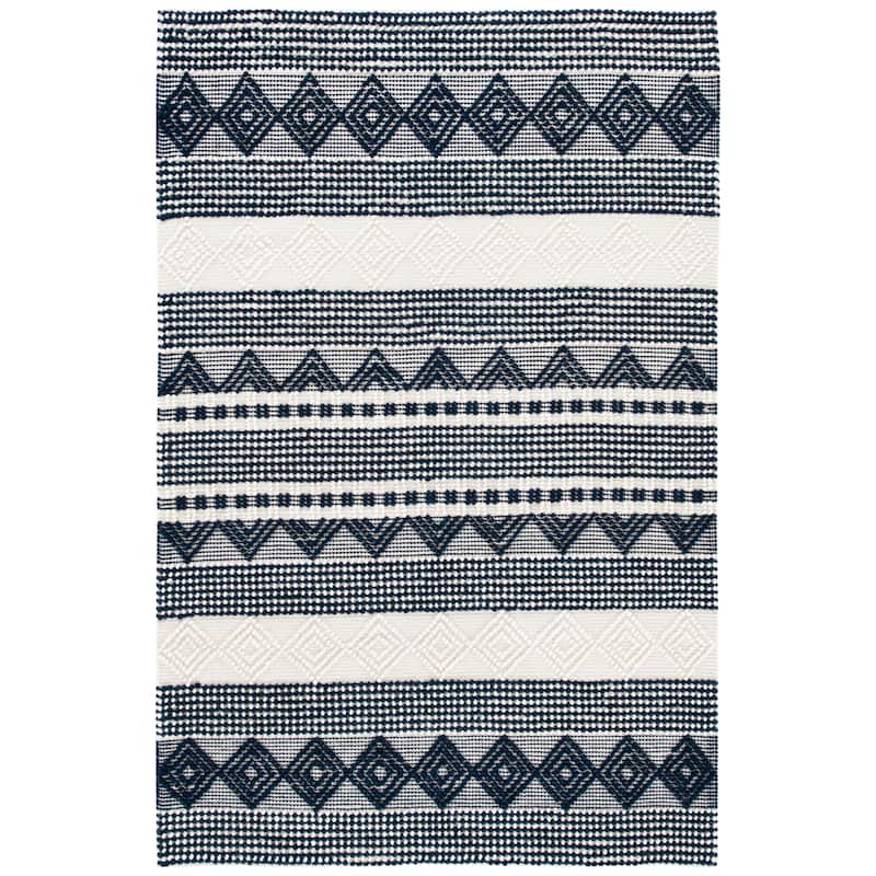 SAFAVIEH Handmade Natura Annedorte Wool Rug - 2'3" x 4' - Navy/Ivory - Rectangle