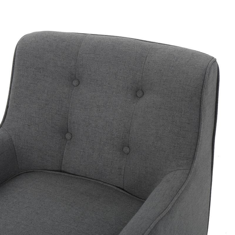 Charcoal Modern 25" Upholstered Button Tufted Arm Chair with Rubber Wood Legs for Living Room