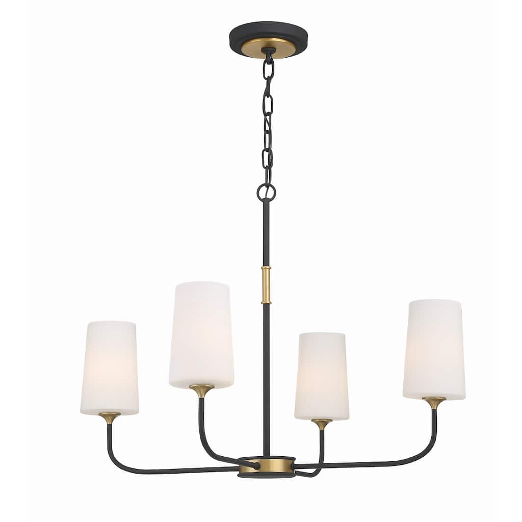 Niles 4 Light Black Forged & Modern Gold Chandelier - 29"W x 21.5"H